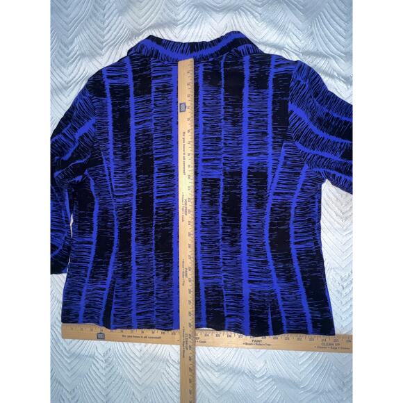 Sejour 16W Black & Blue Open Swing Jacket 100% Rayon, Fully Lined, 3/4 Sleeves - Picture 14 of 15